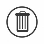 Icon Of Trash Bin In Circle Line -  Iconic Design Stock Photo