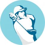 Golfer Tee Off Golf Stencil Stock Photo