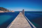 Freycinet Pier By Coles Bay In Tasmania Stock Photo