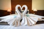 Love Concept Honeymoon Bed For Bedroom Decoration Stock Photo
