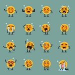 Coin Character Emoji Set Stock Photo