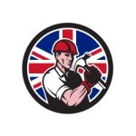 British Handyman Union Jack Flag Icon Stock Photo