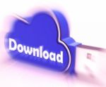 Download Cloud Usb Drive Means Files Downloading Or Transferring Stock Photo