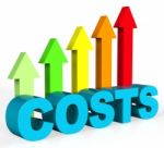 Increase Costs Shows Finances Outlay And Rise Stock Photo