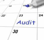 Audit Calendar Shows Investigating And Reviewing Finances Stock Photo