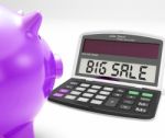 Big Sale Calculator Means Huge Special And Bargains Stock Photo