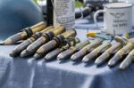 Old Ww2 Ammunition On Display At Shoreham Airfield Stock Photo
