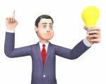 Lightbulb Businessman Represents Power Source And Character 3d R Stock Photo