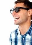 Laughing Guy Wearing Sunglasses Stock Photo
