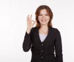 Young Business Woman Showing A Gesture All Is Good Stock Photo