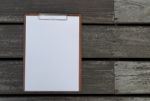 Wooden Paper Clipboard On Wood Background Stock Photo
