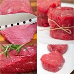Different Raw Beef Cuts Collage Stock Photo