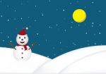 Christmas Snow Doll Standing Snow Hill Background Stock Photo
