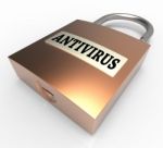 Antivirus Padlock Means Software Firewall 3d Rendering Stock Photo