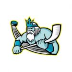 Poseidon Ice Hockey Sports Mascot Stock Photo