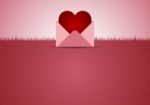 Heart Letter Envelope With Grass And Copy-space  Backgroun Stock Photo