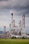 Industrial View At Oil Refinery Plant Form Industry Zone Stock Photo