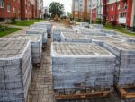 Construction Of A New Road With Paving Slabs Stock Photo