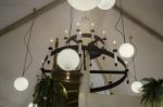 Circular Light Bulb Setup Decoration Interior Stock Photo