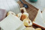 Many Breads On Tablecloths Stock Photo