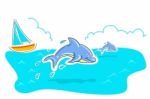 Dolphin In Sea Stock Photo