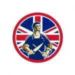 British Butcher Union Jack Flag Icon Stock Photo
