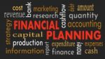 Financial Planning, Word Cloud Concept On Dark Background. Illus Stock Photo