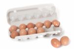 Eggs Inside Cardboard Package Stock Photo