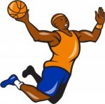 Basketball Player Dunking Ball Cartoon Stock Photo