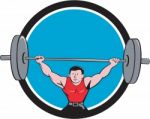 Weightlifter Deadlift Lifting Weights Circle Cartoon Stock Photo