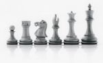 Black And White King And Knight Of Chess Setup On Dark Backgroun Stock Photo