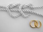 Double Heart Shaped Silver Rope Tied Stock Photo