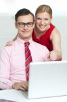 Business Couple with laptop Stock Photo