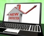 New Construction House Laptop Means Recently Constructed Home Stock Photo