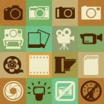 Camera And Video Retro Icons Set Stock Photo
