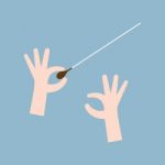 Music Orchestra Conductor Hand With Baton Stock Photo