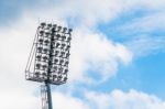 Silhouette Stadium Light And Blue Sky Stock Photo