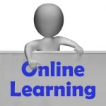 Online Learning Sign Means E-learning And Internet Courses Stock Photo