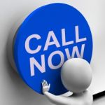 Call Now Button Shows Assistance And Support Center Stock Photo