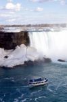 Beautiful View To The Niagara Falls And The Ship Stock Photo