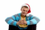 Young Male With Christmas Hat Stock Photo