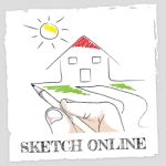 Sketch Online Represents Design Creative And Drawing Stock Photo