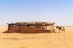 House On The Sahara Desert Stock Photo