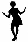 Silhouette Of Dancing Girl Stock Photo