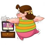 Fat Girl, Exercise Stock Photo
