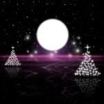 Xmas Tree Indicates Merry Christmas And Astronomy Stock Photo