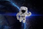 Astronaut In Galaxy. Elements Of This Image Furnished By Nasa Stock Photo