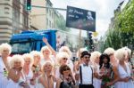 Marilyn Monroes On Christopher Street Day 2015 In Stuttgart, Germany Stock Photo