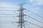 High Voltage Transmission Towers Stock Photo