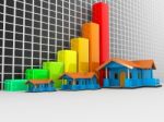 Growth In Real Estate Shown On Graph, Colourful Graph Stock Photo